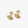 Canyon earrings, a pair of gold-toned, is fan-shaped stud earrings with a textured, ribbed surface.